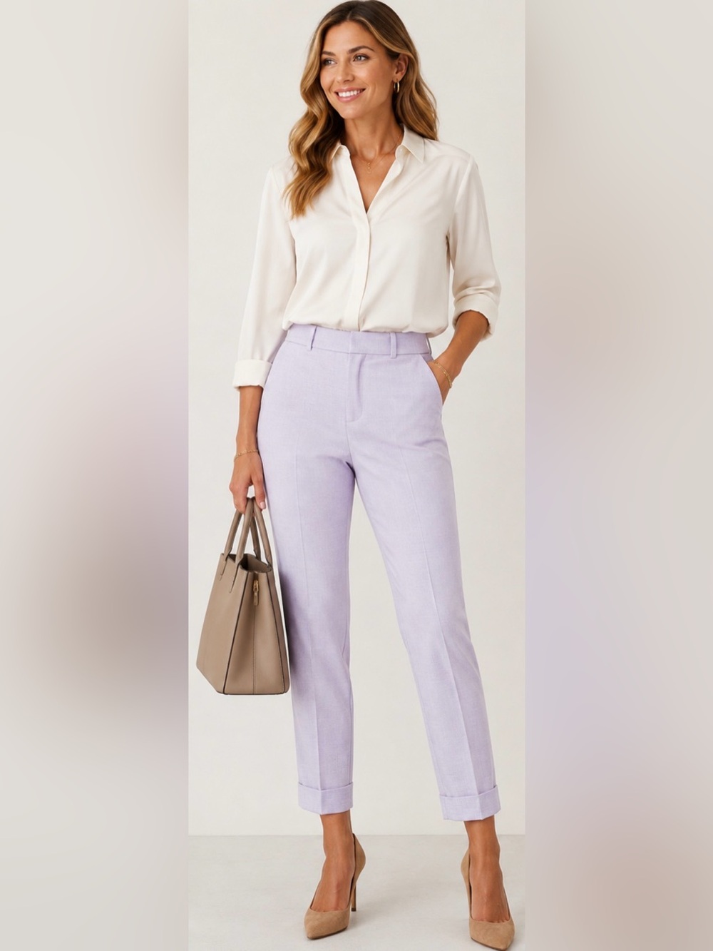Ann Taylor Lavender Purple Ankle Pants Career Trousers Size 10